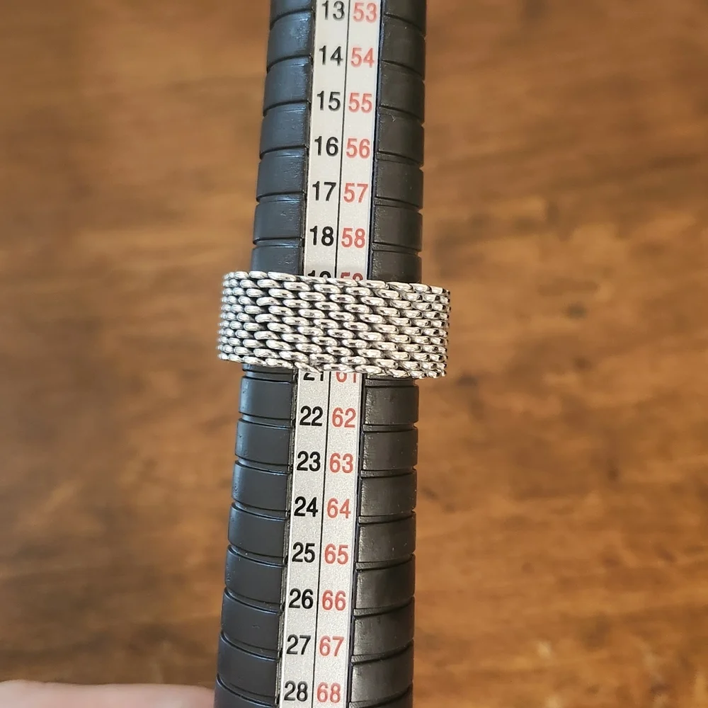 Tiffany Somerset Silver Mesh Ring Size 9 - Picture 9 of 10